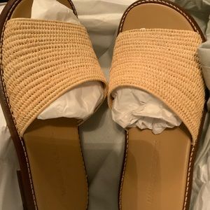 Manolo Blahnik Raffia Slides Size 38 NEW in box